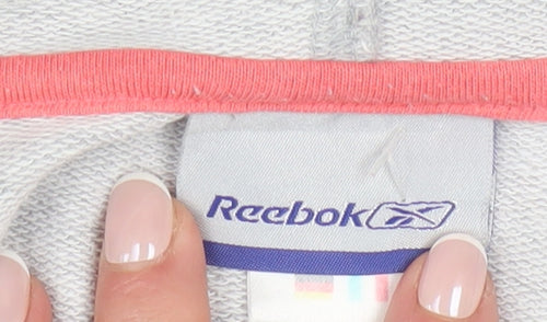 Reebok Women's Grey Full Zip Hoodie Size 18 Logo Print Sportswear