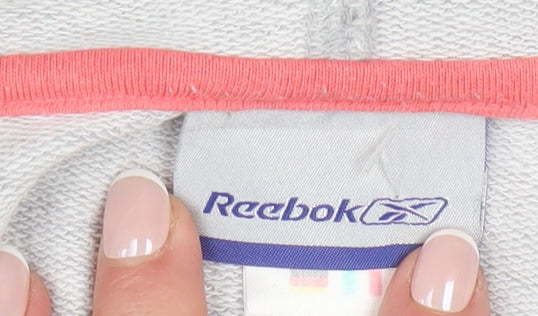 Reebok Women's Grey Full Zip Hoodie Size 18 Logo Print Sportswear