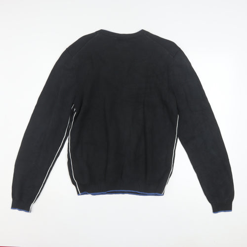 Hugo Boss Men's Black Cotton Crew Neck Pullover Jumper Size S