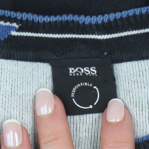 Hugo Boss Men's Black Cotton Crew Neck Pullover Jumper Size S