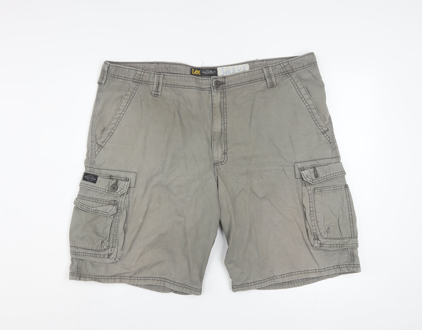 Lee Mens Grey Cotton Cargo Shorts Size 42 Regular Fit