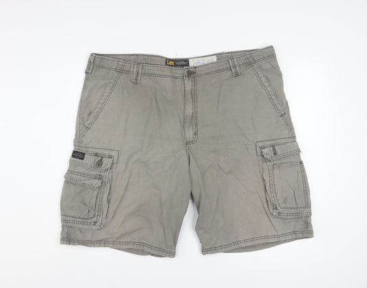 Lee Mens Grey Cotton Cargo Shorts Size 42 Regular Fit