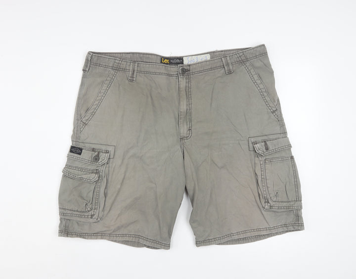 Lee Mens Grey Cotton Cargo Shorts Size 42 Regular Fit