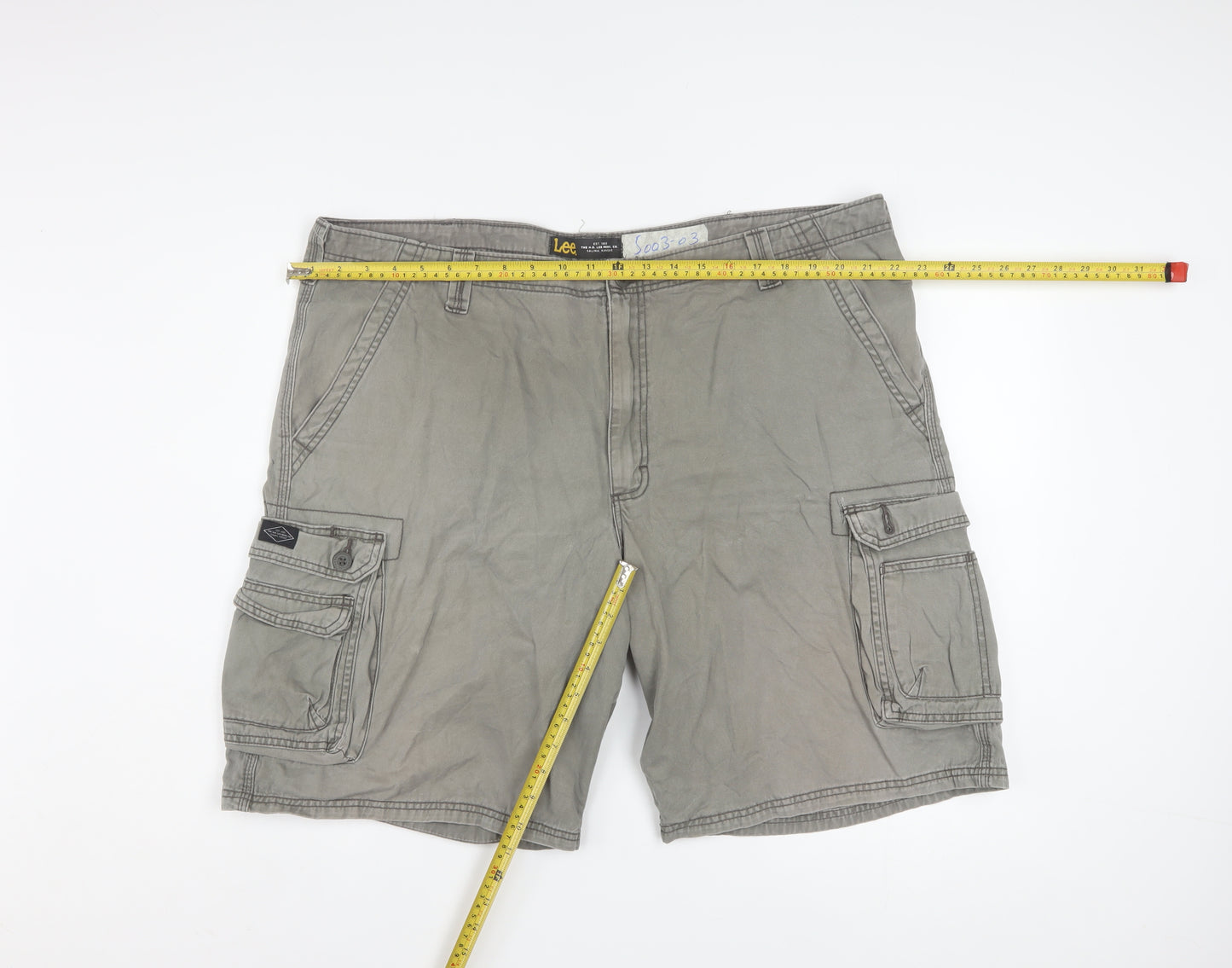 Lee Mens Grey Cotton Cargo Shorts Size 42 Regular Fit