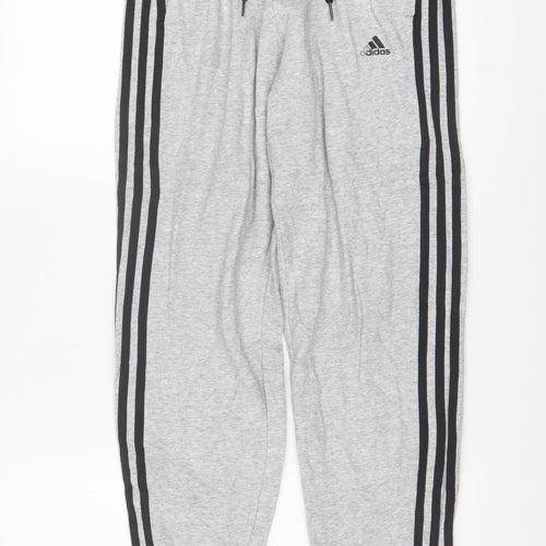 Adidas Boys Grey 13-14 Years Track Pants with Side Stripes & Drawstring Waist