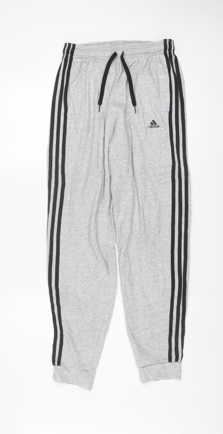 Adidas Boys Grey 13-14 Years Track Pants with Side Stripes & Drawstring Waist