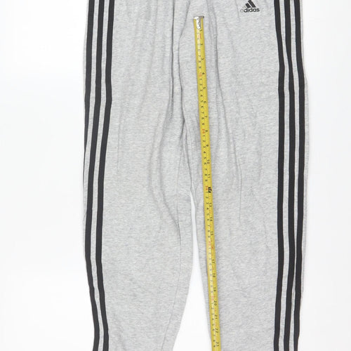 Adidas Boys Grey 13-14 Years Track Pants with Side Stripes & Drawstring Waist