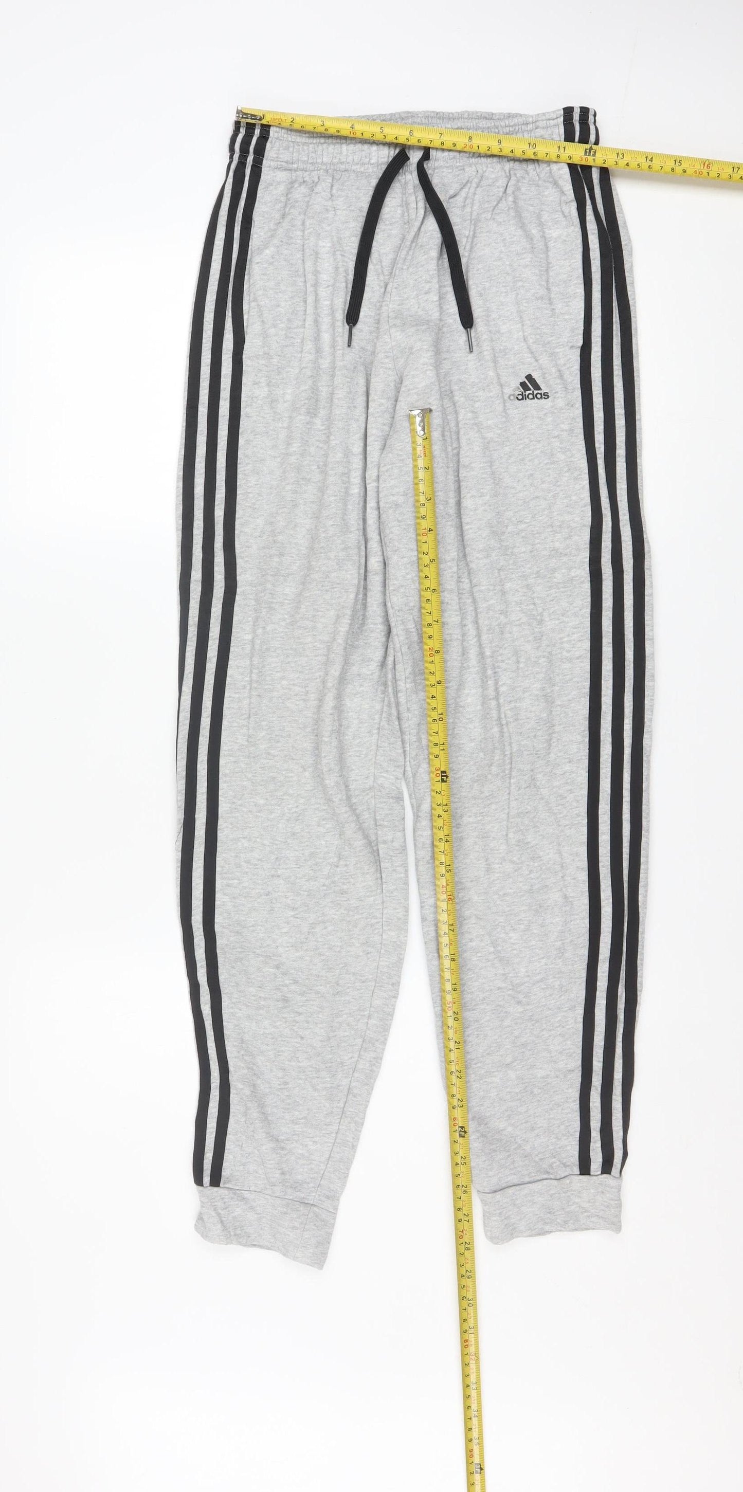 Adidas Boys Grey 13-14 Years Track Pants with Side Stripes & Drawstring Waist