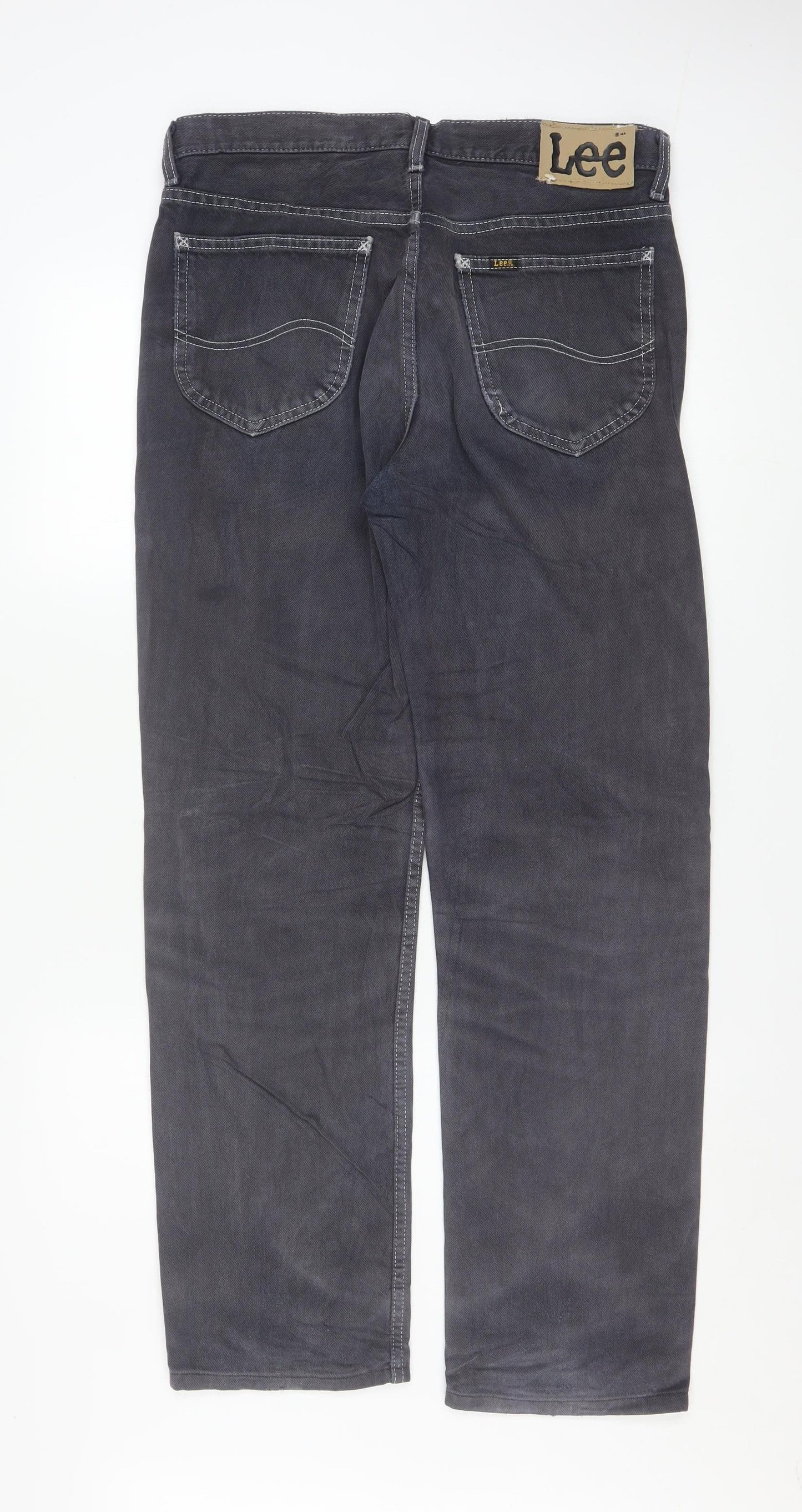 Lee Men's Grey Straight Fit Chicago Jeans Size 32 Regular Denim