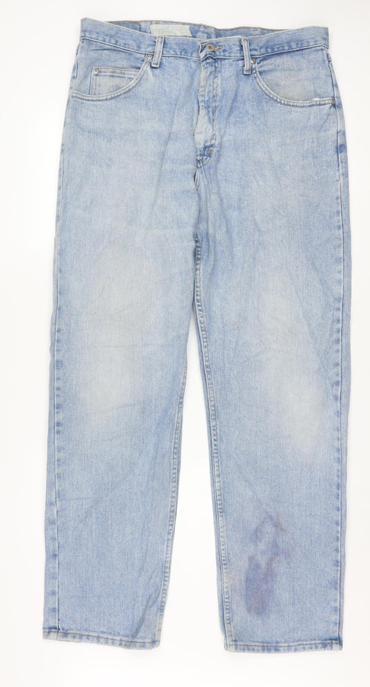 Wrangler Men's Blue Straight Leg Denim Jeans 32W x 32L Classic Fit