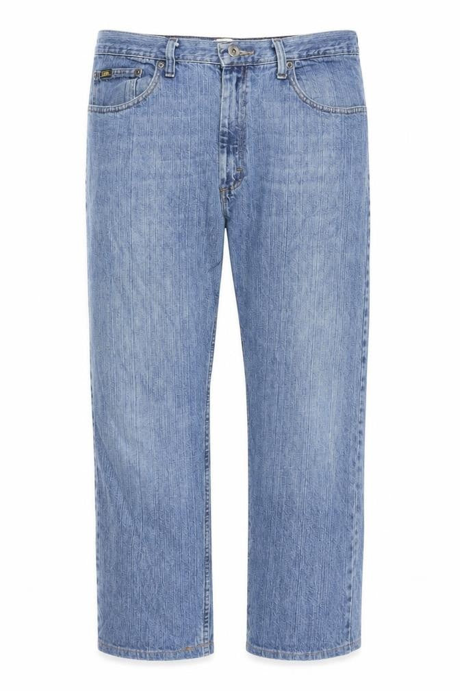 Front view of Lee Men's Blue 38x32 Straight Classic Fit Denim Jeans