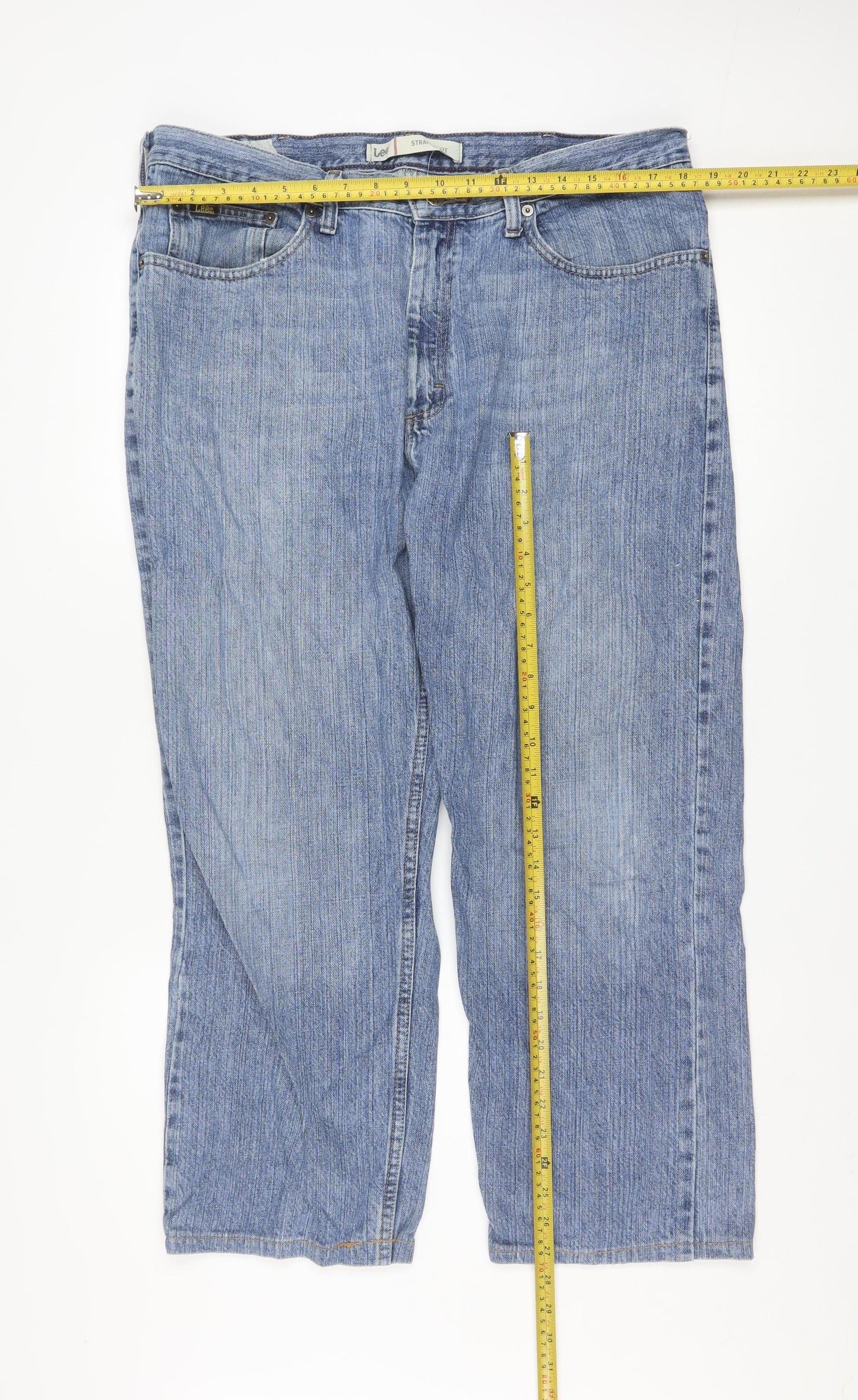 Lee Men's Blue 38x32 Straight Classic Fit Denim Jeans