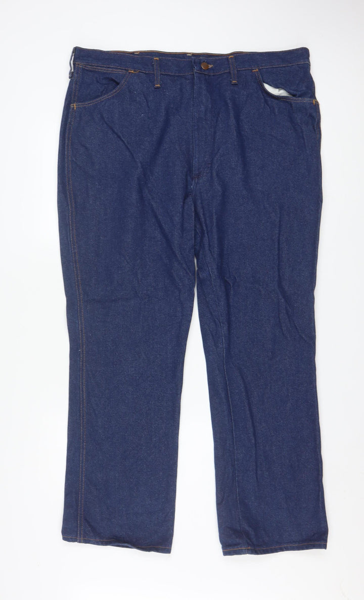 Wrangler Men's Blue 42x30 Regular Fit Straight Denim Jeans