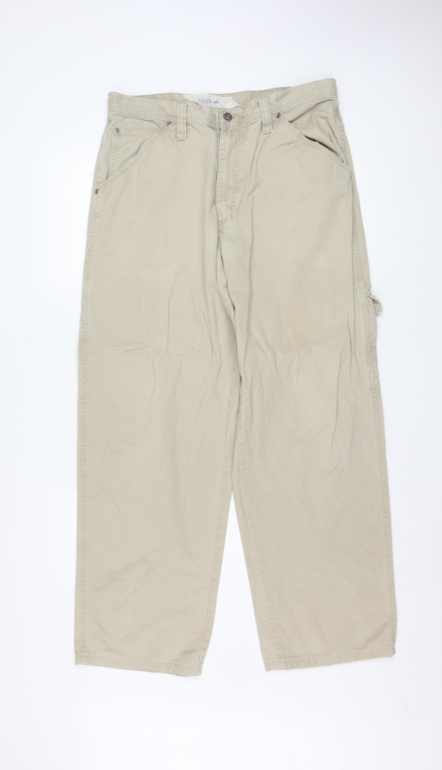 Wrangler Men's Beige Cargo Trousers 32W 34L Cotton Workwear Pants