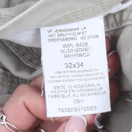 Wrangler Men's Beige Cargo Trousers 32W 34L Cotton Workwear Pants