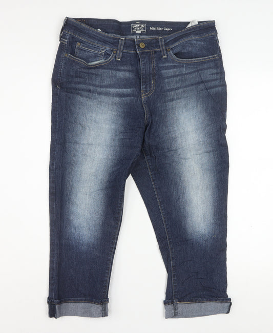 Levi Strauss Women's Blue Size 16 Capri Jeans Mid-Rise Denim Stretch