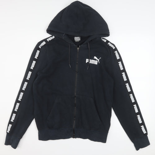Puma Men's Black XS Full Zip Hoodie with Logo Detail