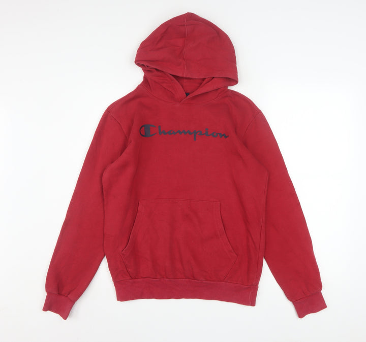 Champion Boys Red Pullover Fleece Hoodie 13-14 Years Logo Print