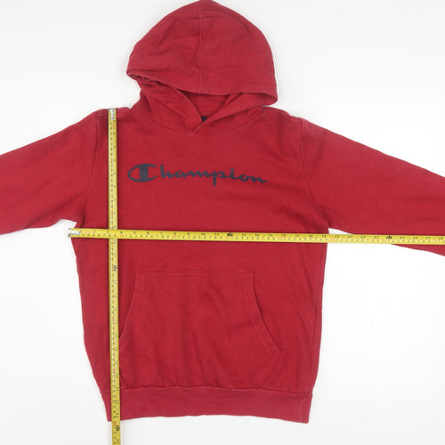 Champion Boys Red Pullover Fleece Hoodie 13-14 Years Logo Print