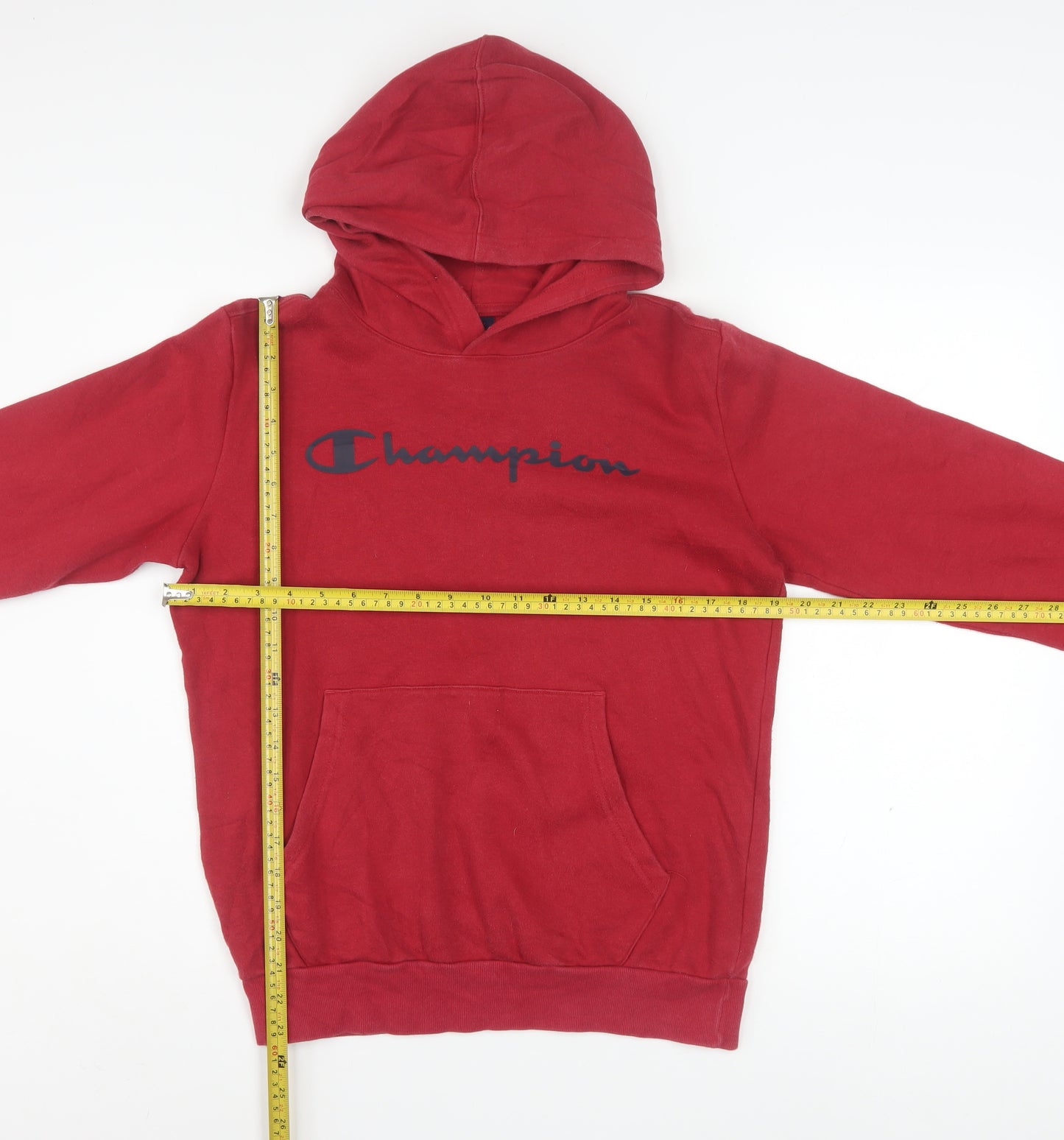 Champion Boys Red Pullover Fleece Hoodie 13-14 Years Logo Print