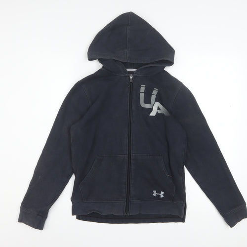 Under Armour Boys Black Full Zip Hoodie YLG 13-14 Years ColdGear Fleece