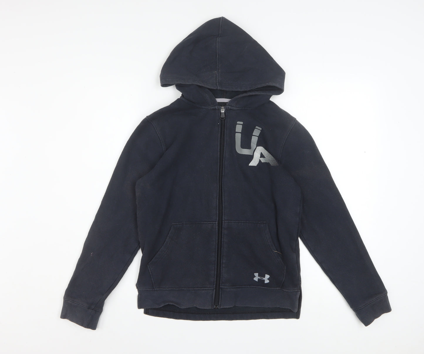 Under Armour Boys Black Full Zip Hoodie YLG 13-14 Years ColdGear Fleece