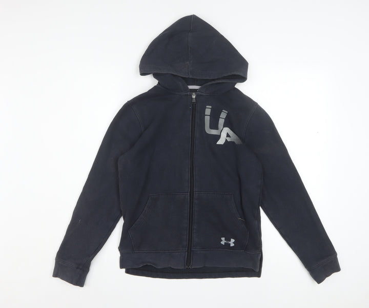 Under Armour Boys Black Full Zip Hoodie YLG 13-14 Years ColdGear Fleece
