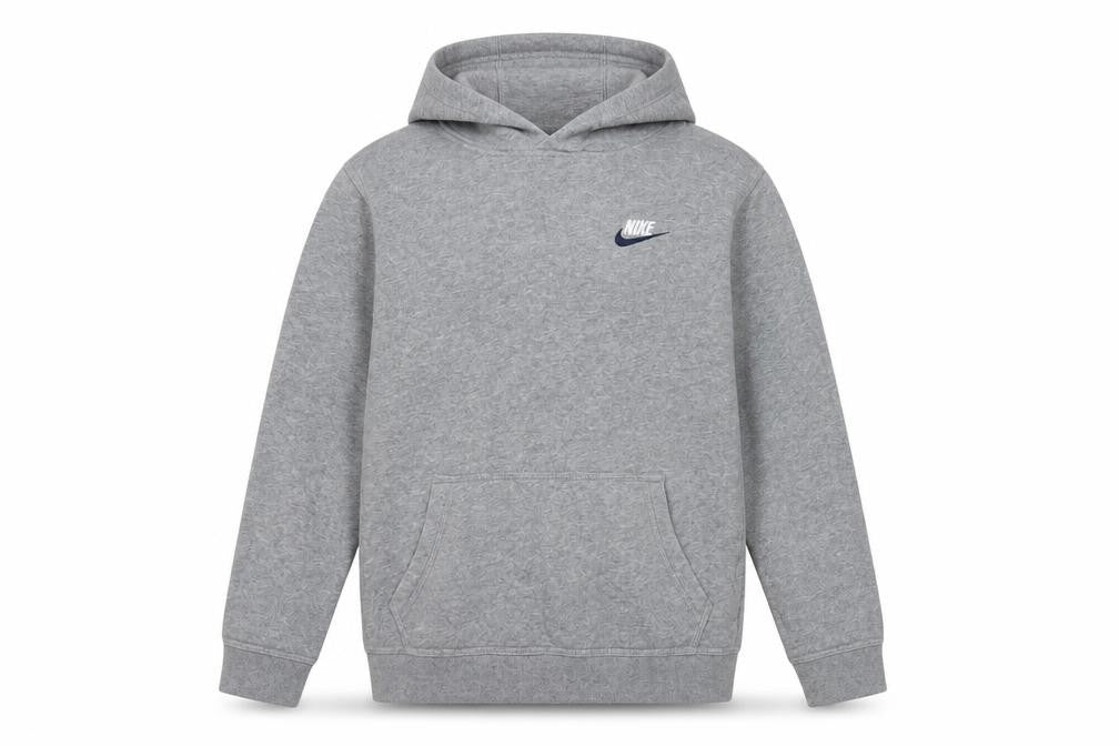 Front view of Nike boys’ grey xl pullover hoodie sweatshirt cotton blend