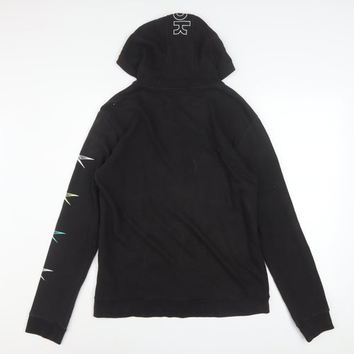 Reebok Men's Black Full Zip Hoodie XL Graphic Print Cotton Blend
