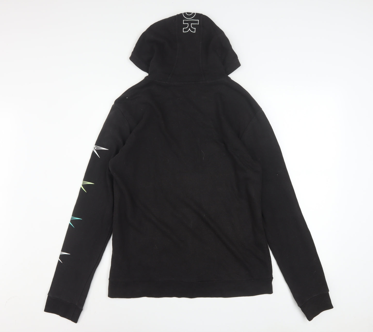 Reebok Men's Black Full Zip Hoodie XL Graphic Print Cotton Blend