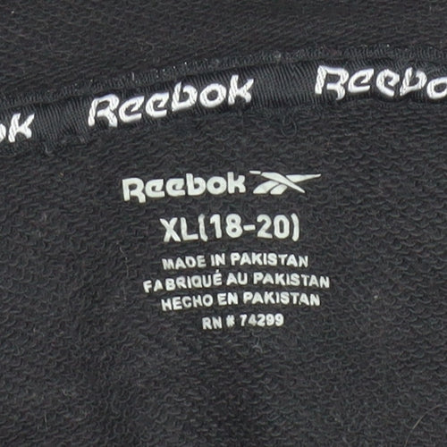 Reebok Men's Black Full Zip Hoodie XL Graphic Print Cotton Blend