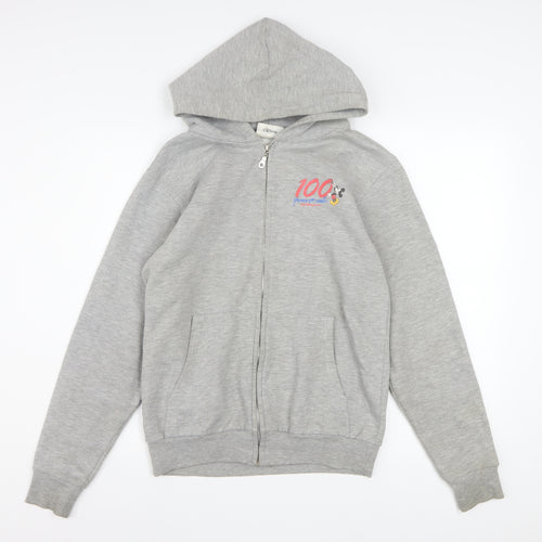Disney Womens Grey Full Zip Hoodie Small Mickey 100 Years of Magic