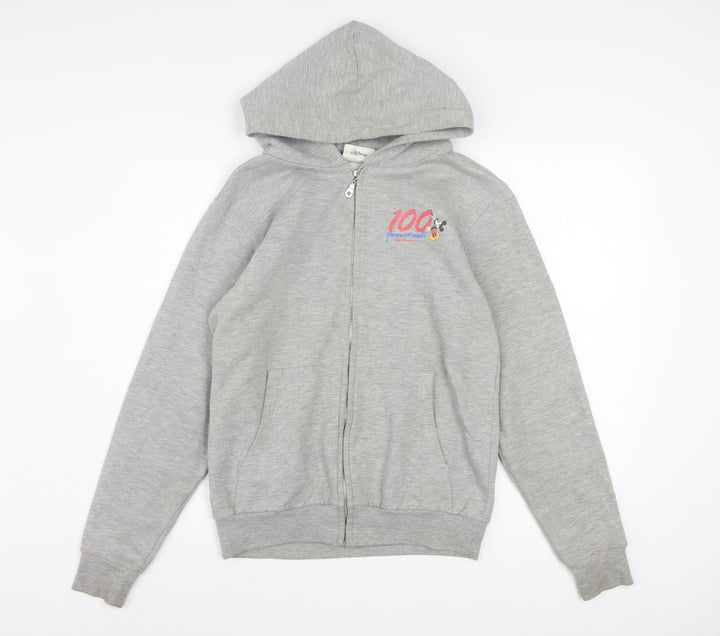 Disney Womens Grey Full Zip Hoodie Small Mickey 100 Years of Magic