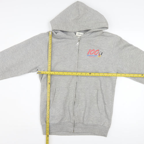 Disney Womens Grey Full Zip Hoodie Small Mickey 100 Years of Magic