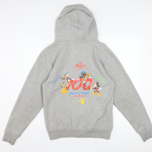 Disney Womens Grey Full Zip Hoodie Small Mickey 100 Years of Magic