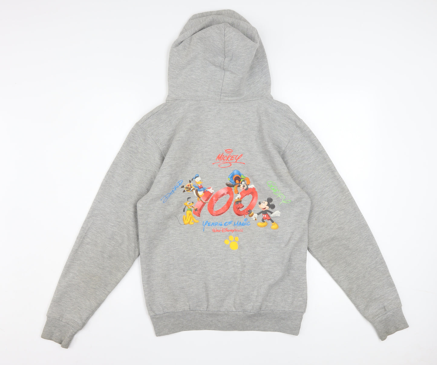 Disney Womens Grey Full Zip Hoodie Small Mickey 100 Years of Magic
