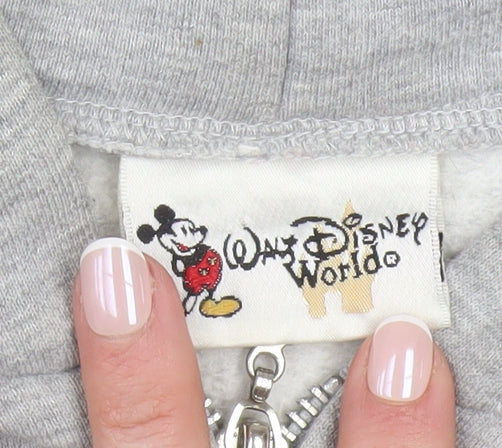 Disney Womens Grey Full Zip Hoodie Small Mickey 100 Years of Magic