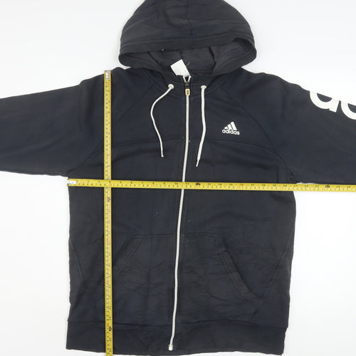 Adidas Mens Black Full Zip Hoodie Size M Sports Logo Sweatshirt