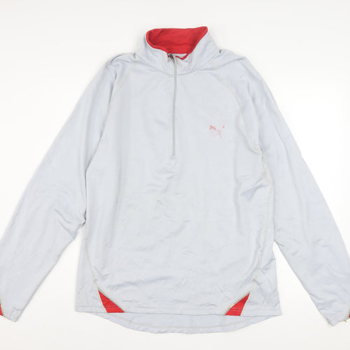 Puma Men’s Grey 1/4 Zip Running Sweatshirt Size L