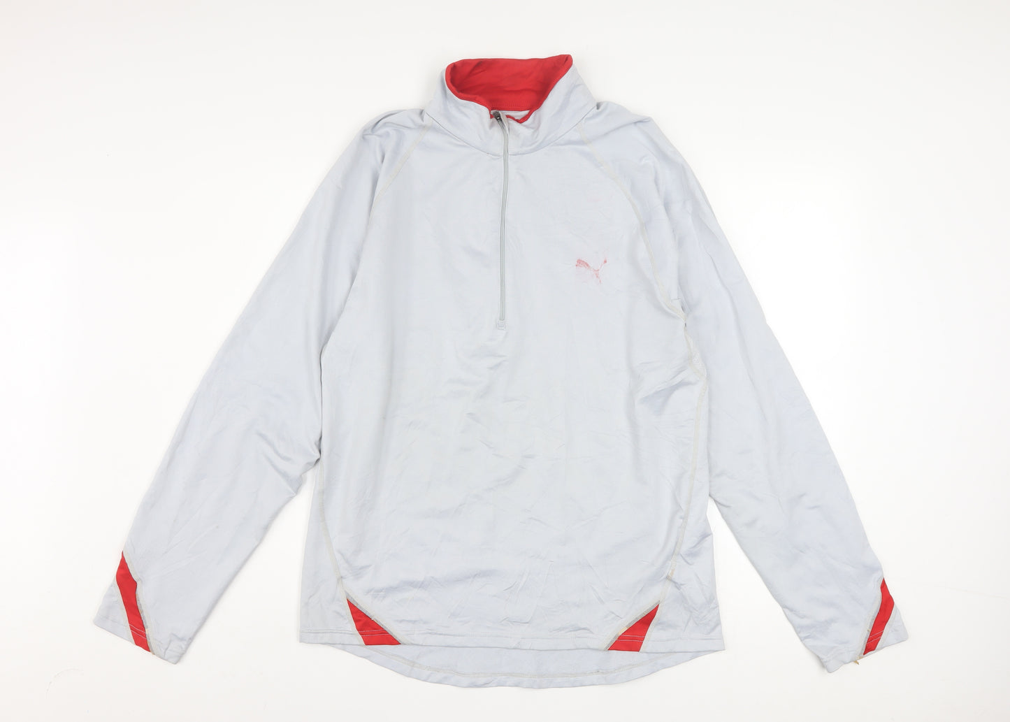 Puma Men’s Grey 1/4 Zip Running Sweatshirt Size L