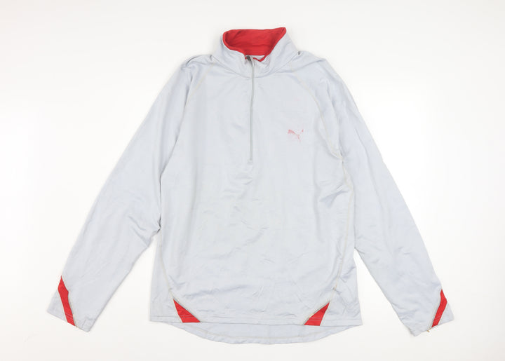 Puma Men’s Grey 1/4 Zip Running Sweatshirt Size L