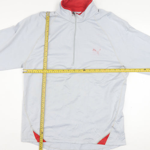 Puma Men’s Grey 1/4 Zip Running Sweatshirt Size L