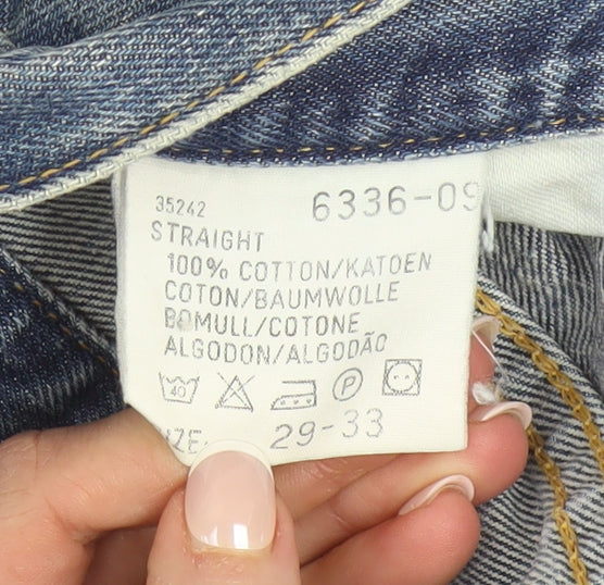 Lee Men's Blue Straight Leg Denim Jeans 29W 33L Cotton