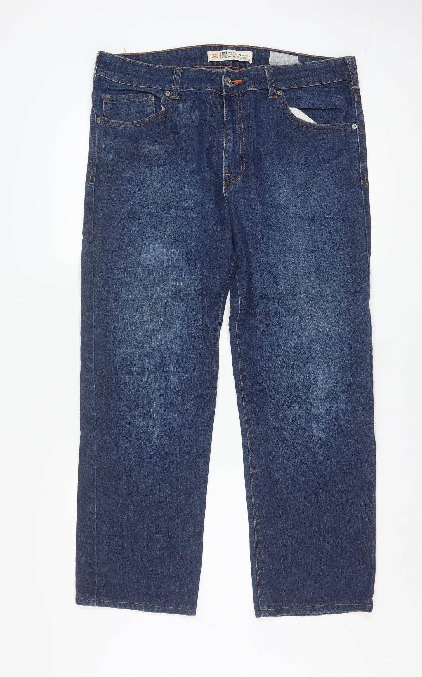 Lee Men's Blue Straight Fit Stretch Denim Jeans 34x30