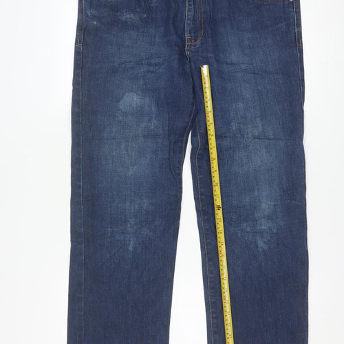 Lee Men's Blue Straight Fit Stretch Denim Jeans 34x30