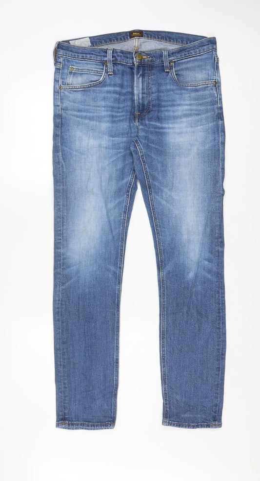 Lee Men's Blue Denim Luke Slim Straight Jeans W33 L32