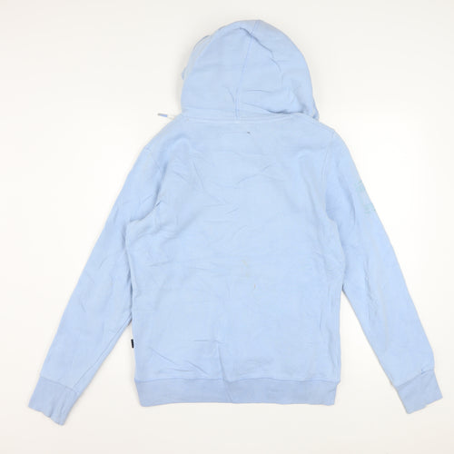 Superdry Women Blue Pullover Hoodie UK 12 Cotton Blend Casual