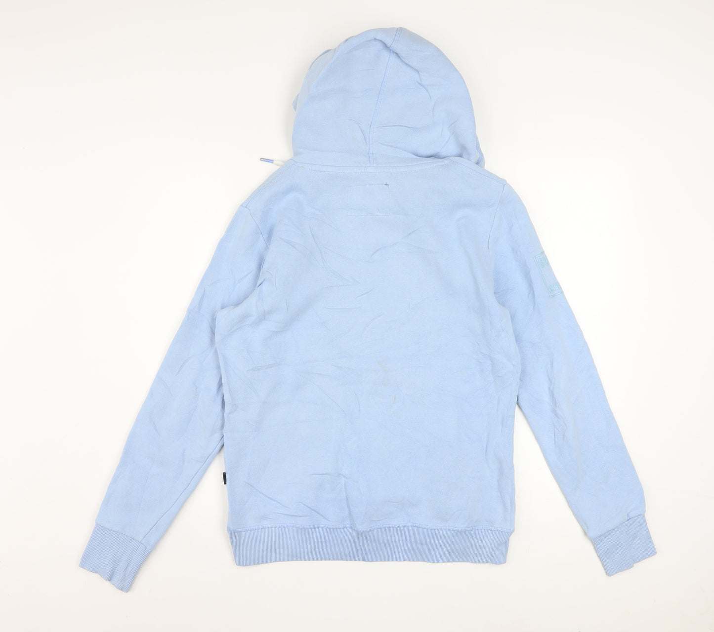 Superdry Women Blue Pullover Hoodie UK 12 Cotton Blend Casual