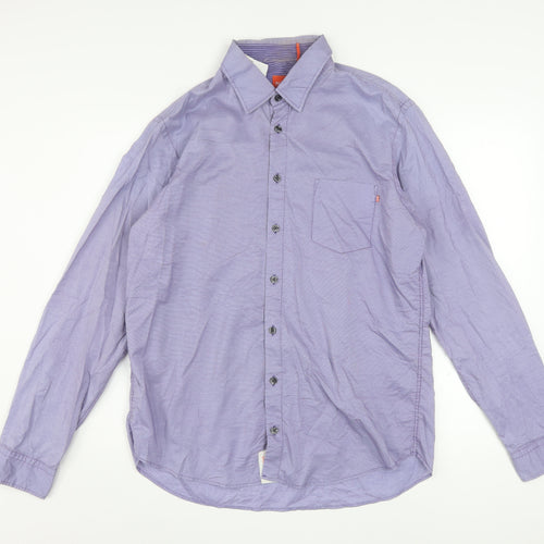 Hugo Boss Men's Purple Long Sleeve Regular Fit Button-Up Shirt L