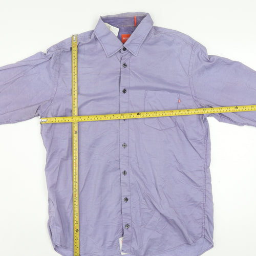 Hugo Boss Men's Purple Long Sleeve Regular Fit Button-Up Shirt L
